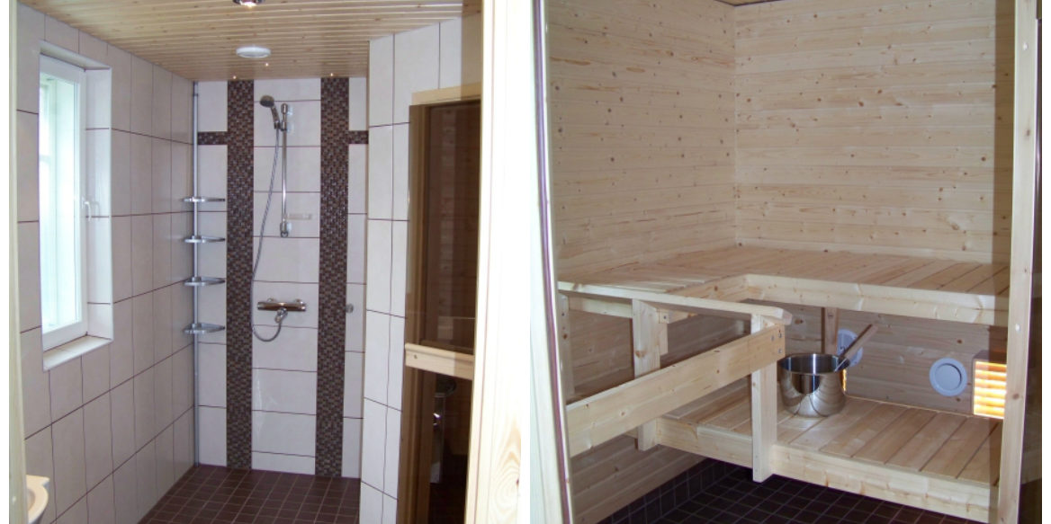 Suvituuli-mökin sauna ja kylpyhuone
